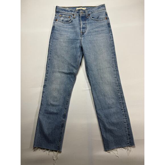 Levi's Women's Wedgie Straight Leg Button Fly Blue Denim Jeans - Size 24 (25x25) - Picture 1 of 7